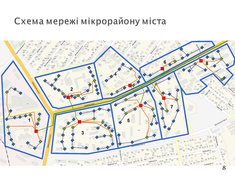Схема мережі мікрорайону міста 8